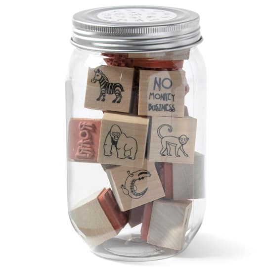6 Pack: Safari Jar of Wood Stamps by Recollections™